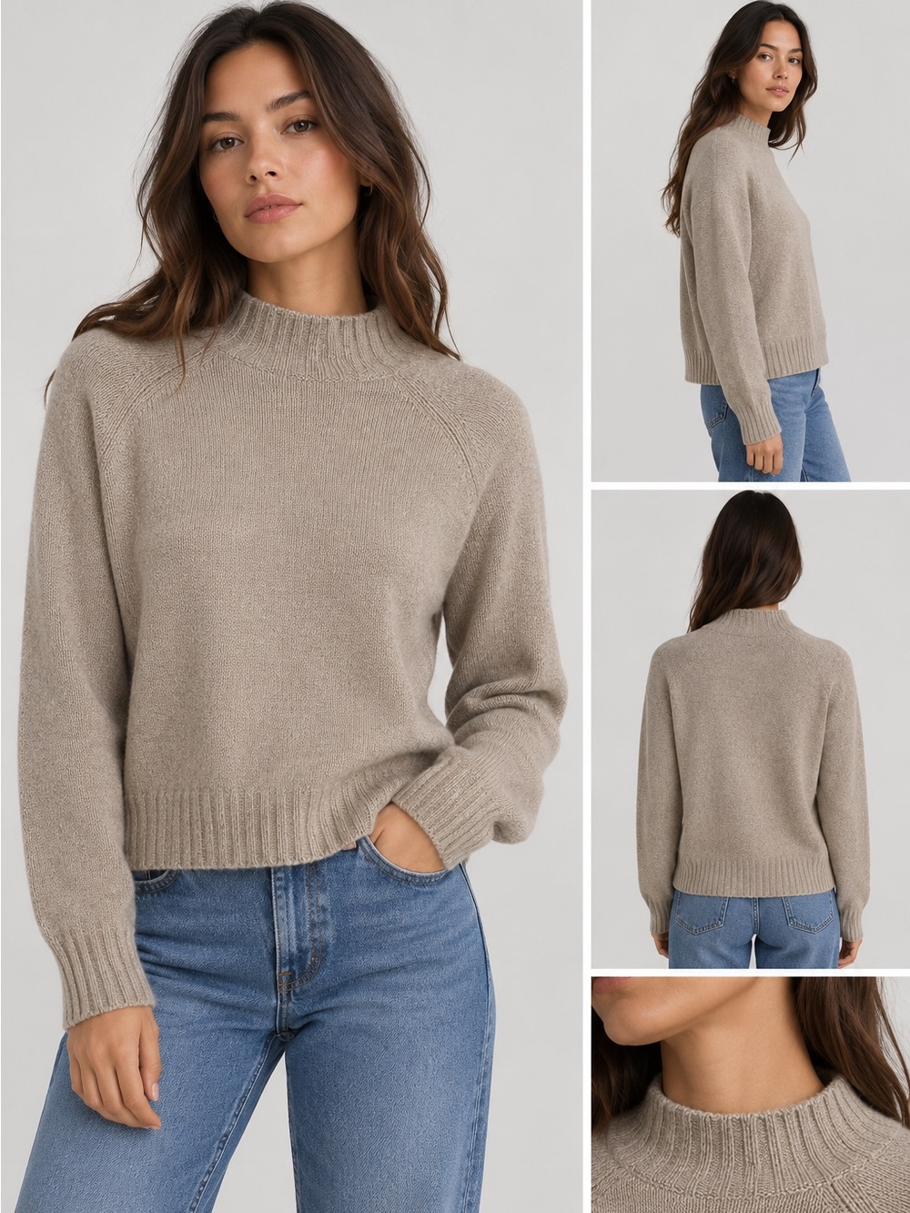 Vintage 80% ITALIAN WOOL Soft Ribbed Mock Neck Sweater